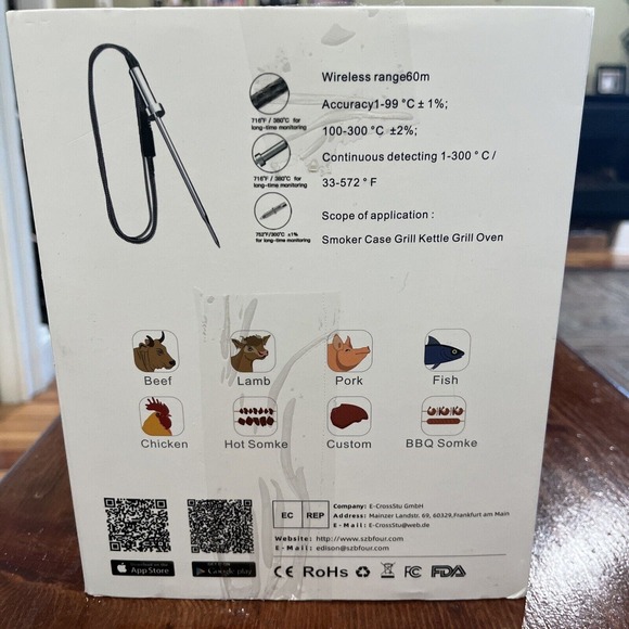 Brand New BFOUR Meat Wireless Bluetooth Digital Meat Thermometer w/ 6 Probes - Picture 2 of 8